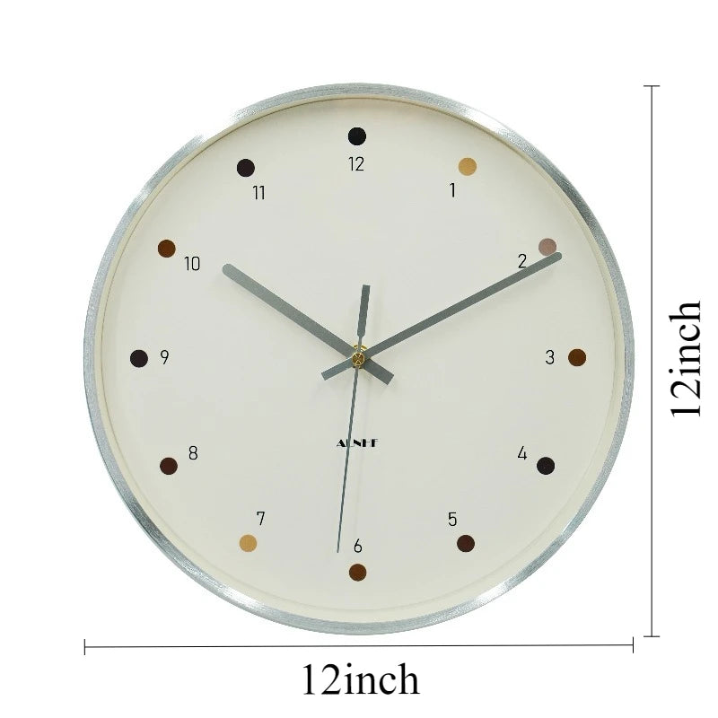 Modern Minimalist Silver Wall Clock – Silent Quartz 35cm Decorative Wall Clock Axl 12 Inch