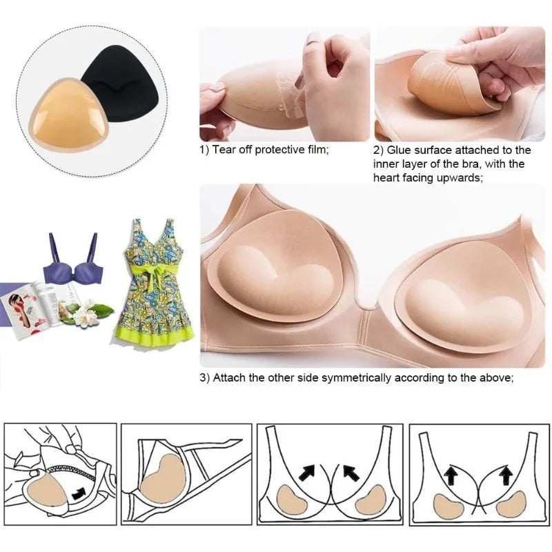 Silicone Bra Inserts 2 Pairs – Removable Bikini Pads & Cups Silicone Bra Inserts Axl