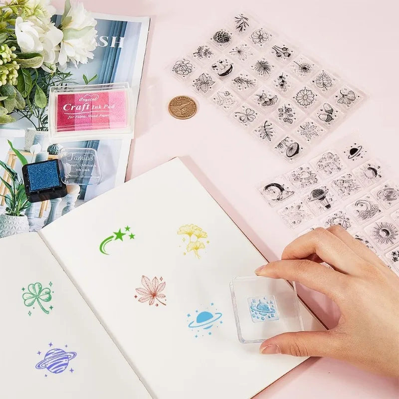 Moon Sun Star Clear Silicone Stamps – 2pc Journaling Set Clear Silicone Stamps Axl
