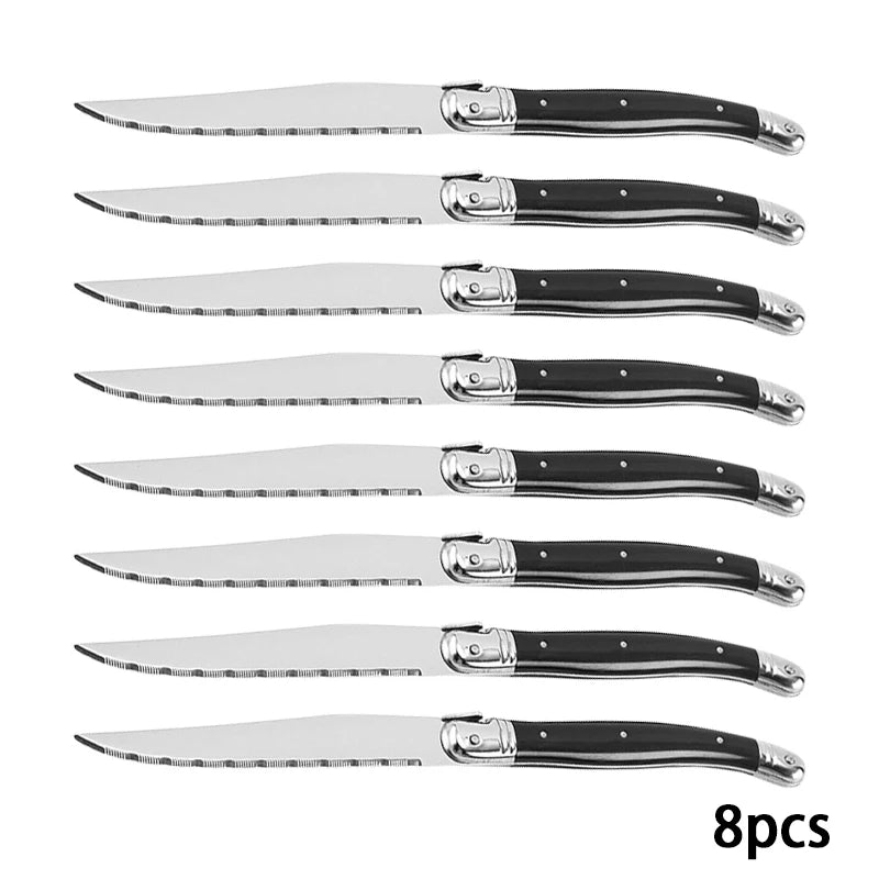 Steak Knife Set 1–8 Pc | Serrated Stainless Steel, Black Handle Steak Knife Set Axl 8 PCS Table knife