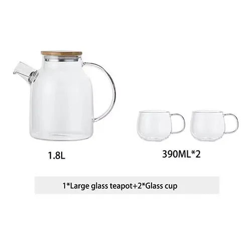 KEMORELA Clear Borosilicate Glass Teapot 1L & 1.8L | Tea Kettle Glass Teapot Axl 1 Set
