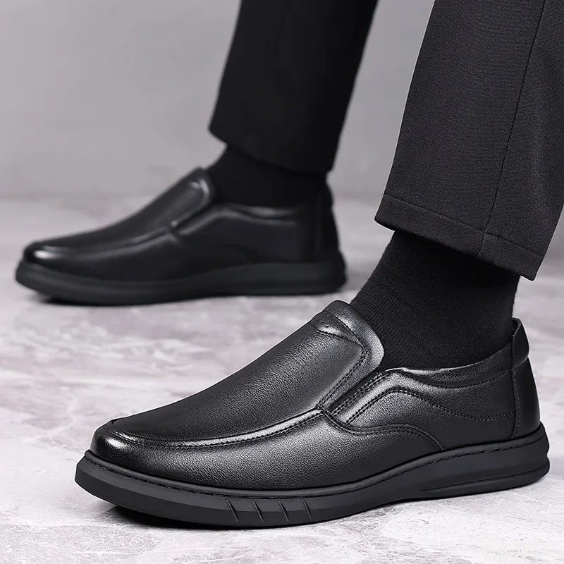 Men's Leather Slip-On Loafers – Breathable Soft Sole Shoes Men's Leather Loafers Axl
