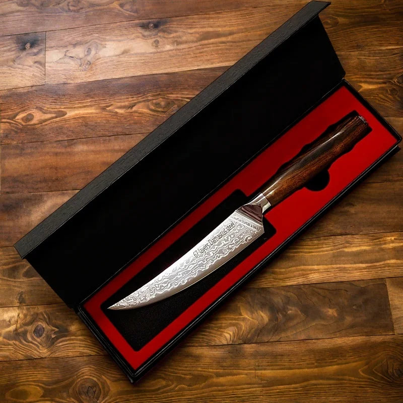 5" Damascus Steel Steak Knife – VG10 Blade & Ebony Handle Damascus Kitchen Knife Axl