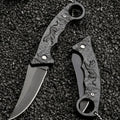 Folding Pocket Knife – Steel Blade Tiger Motif Handle EDC Folding Pocket Knife Axl black