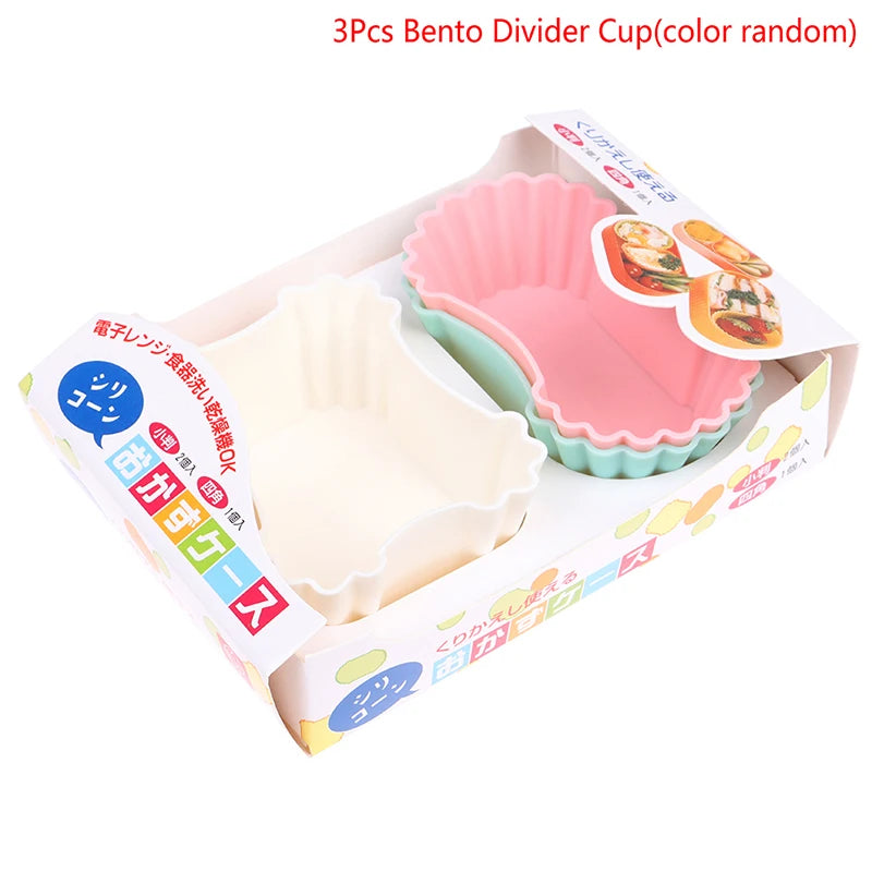 3-Pack Silicone Bento Divider Cups – Reusable Lunch Box Liners Bento Divider Cups Axl random color