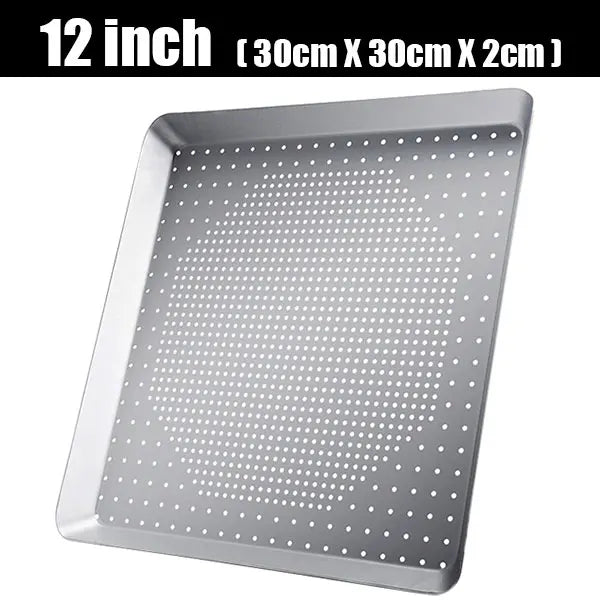 Nonstick Square Perforated Pizza Pan – 8/10/12 Inch Aluminum Pizza Baking Pan Axl 12inch