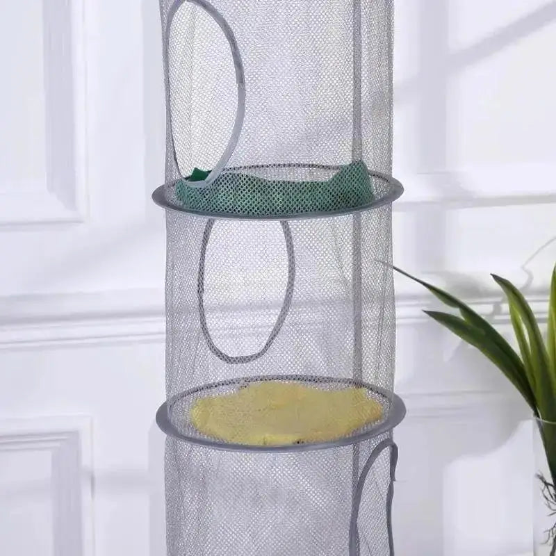 4-Layer Collapsible Mesh Hanging Basket | Home Storage Organizer Hanging Storage Basket Axl
