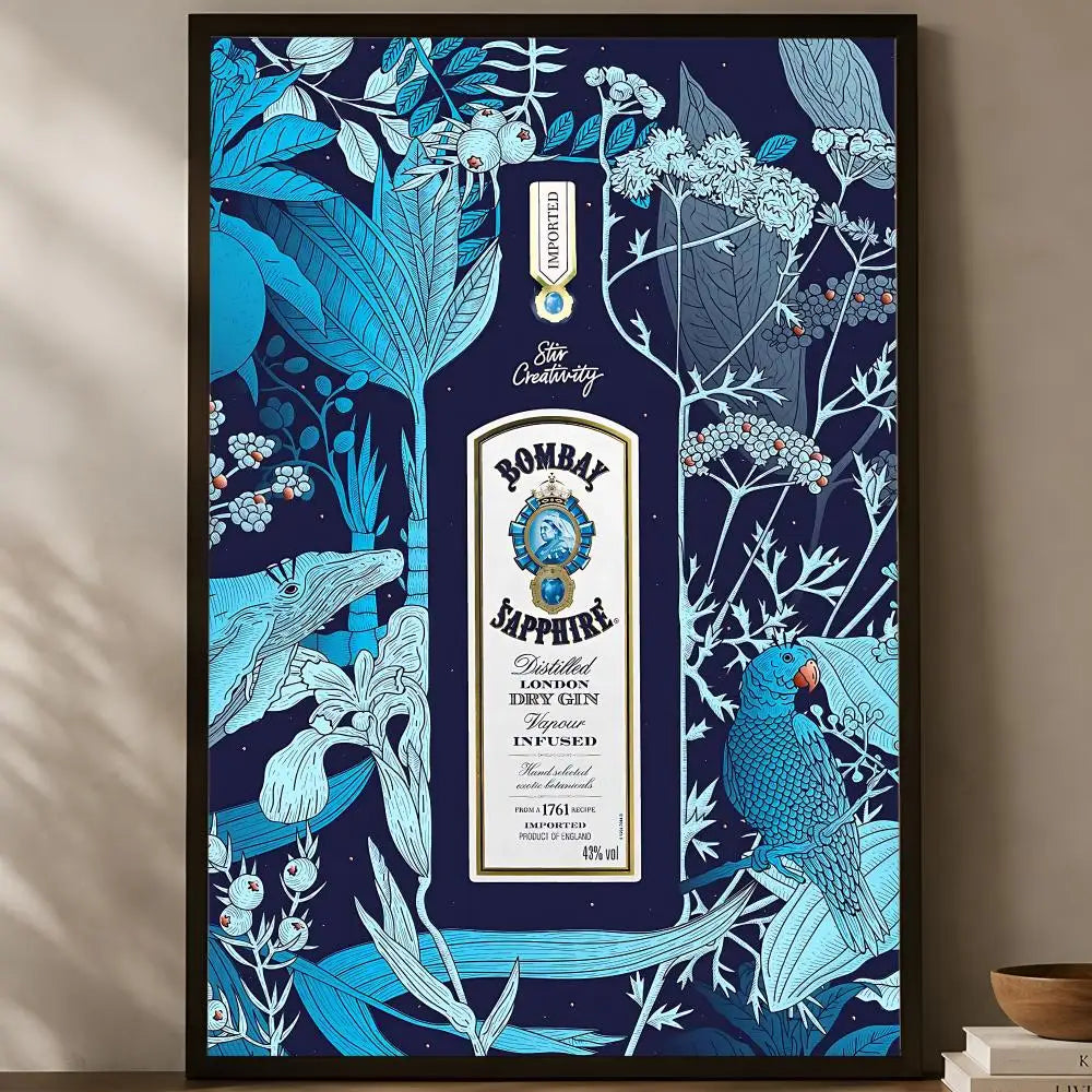 Bombay Sapphire Gin Wall Art Poster – Self-Stick HD Decor Wall Art Poster Axl White02 15X20cmNoframe