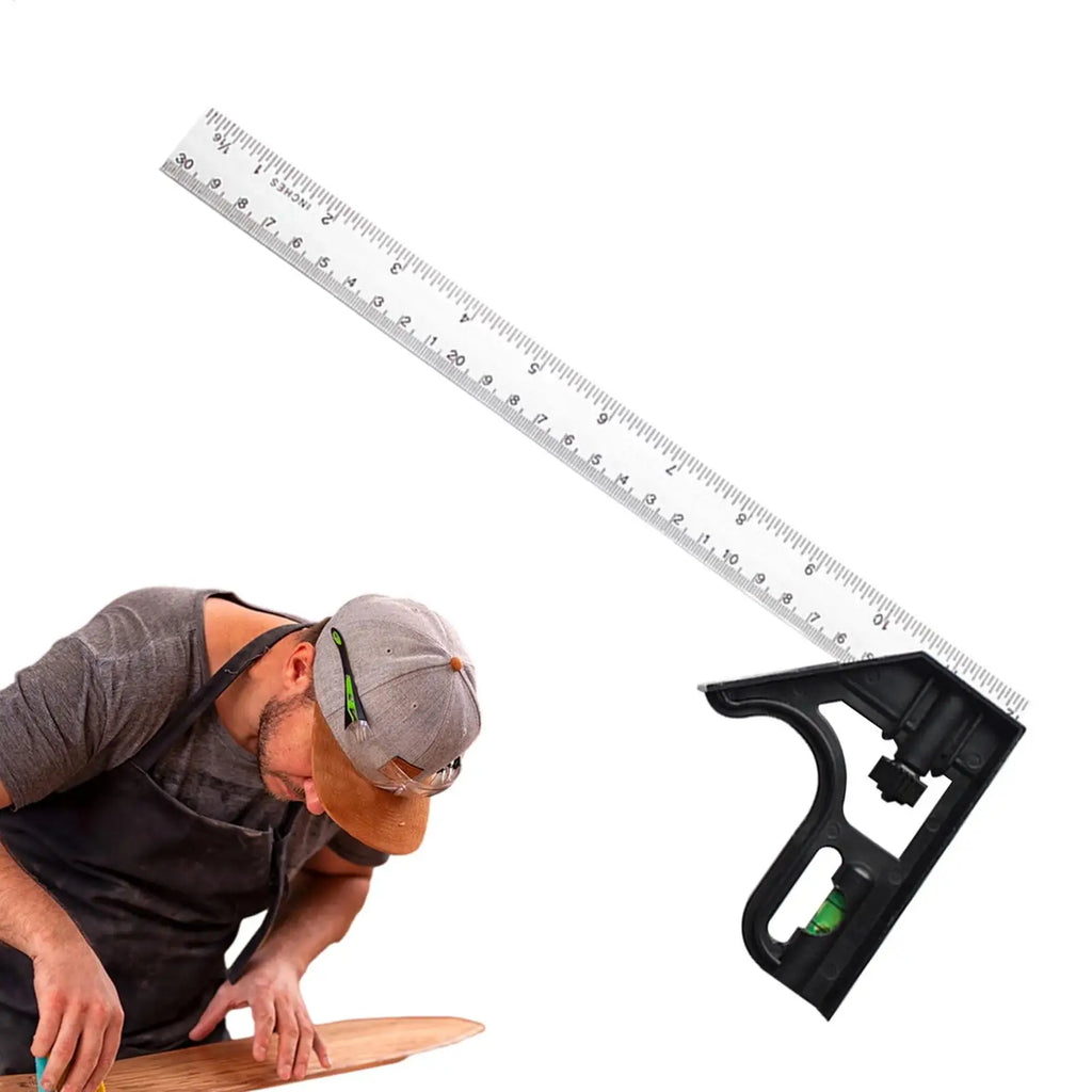Stainless Steel Combination Square – 45° & 90° Woodworking Ruler Combination Square Ruler Axl