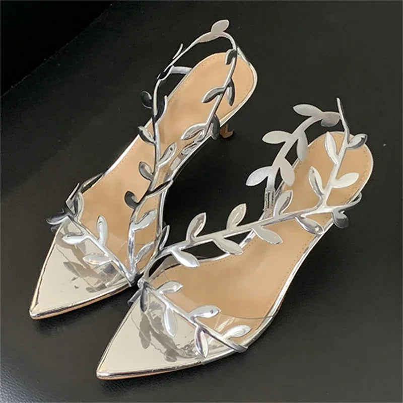 Women's Transparent Pointed Toe Thin Heel Sandals | Summer Style Women's Heeled Sandals Axl silver 42