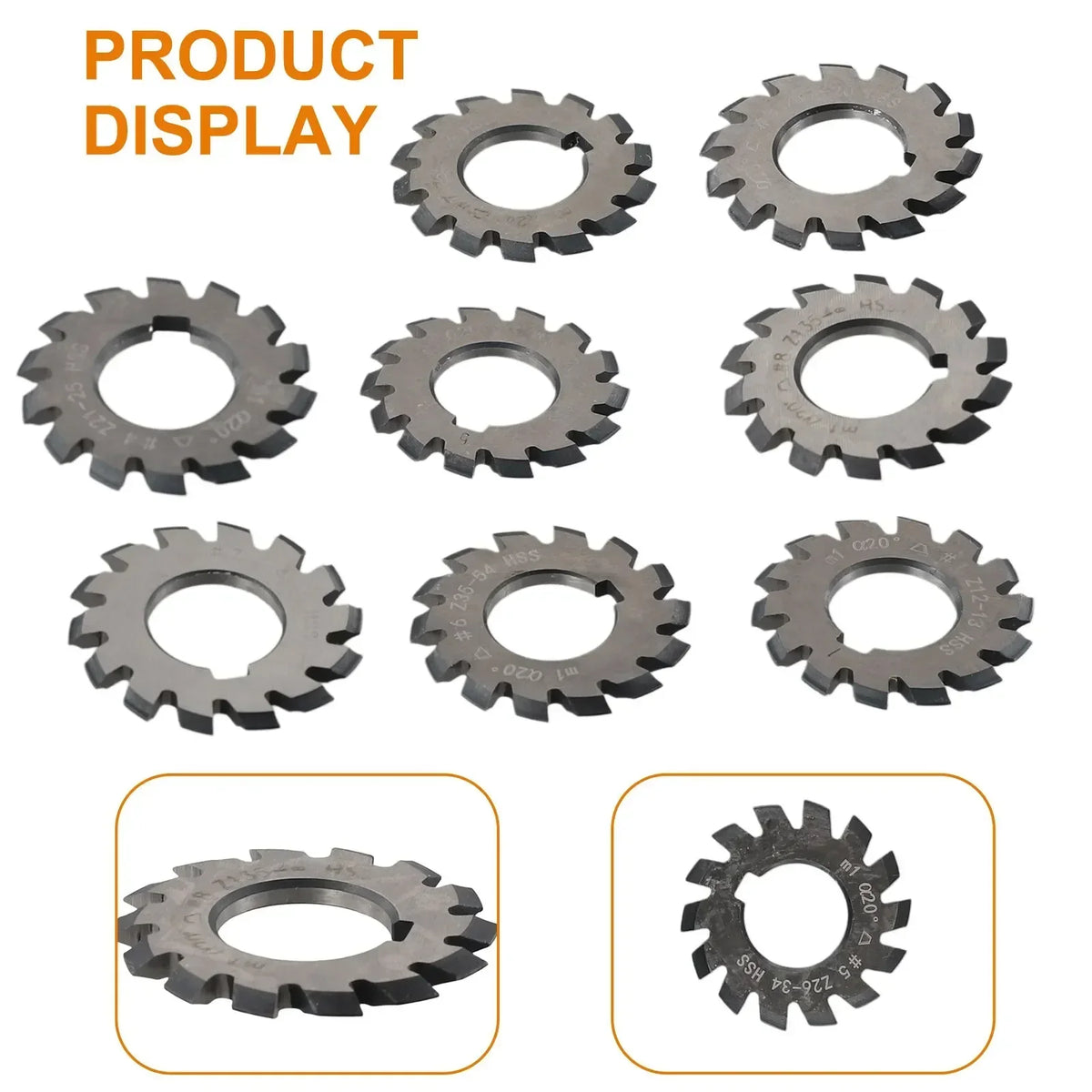 M1 HSS Involute Gear Cutter Set – 8 Pieces, 20° Pressure Angle Gear Cutter Set Axl