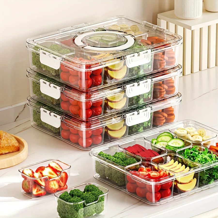 8-Grid Divided Plate with Lid – Fridge Food Storage Box Food Storage Container Axl