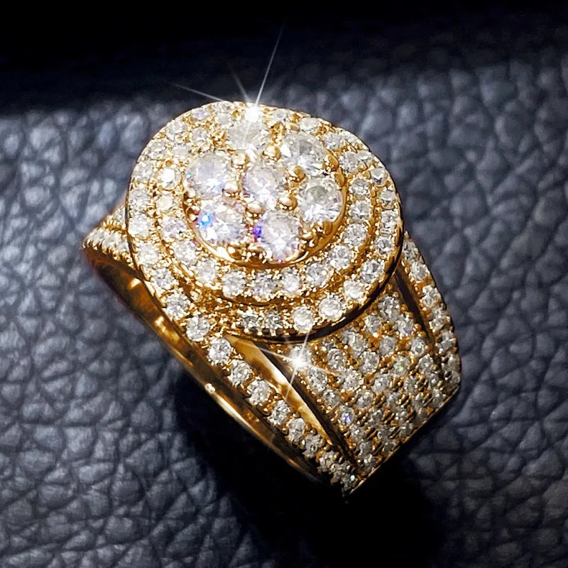 Huitan Women's CZ Wedding Ring – Sparkling Geometric Design Fashion Ring Axl