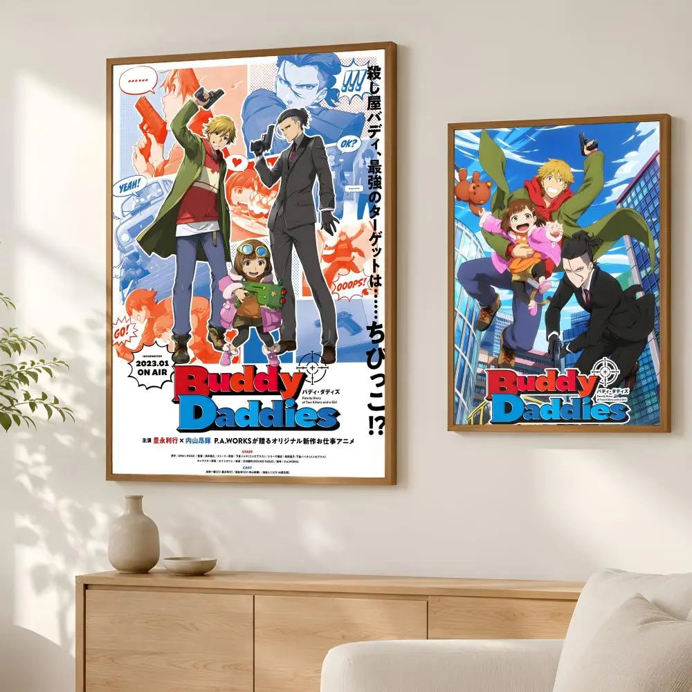 Buddy Daddies Anime Poster – Self-Stick HD Waterproof Wall Art Anime Wall Poster Axl