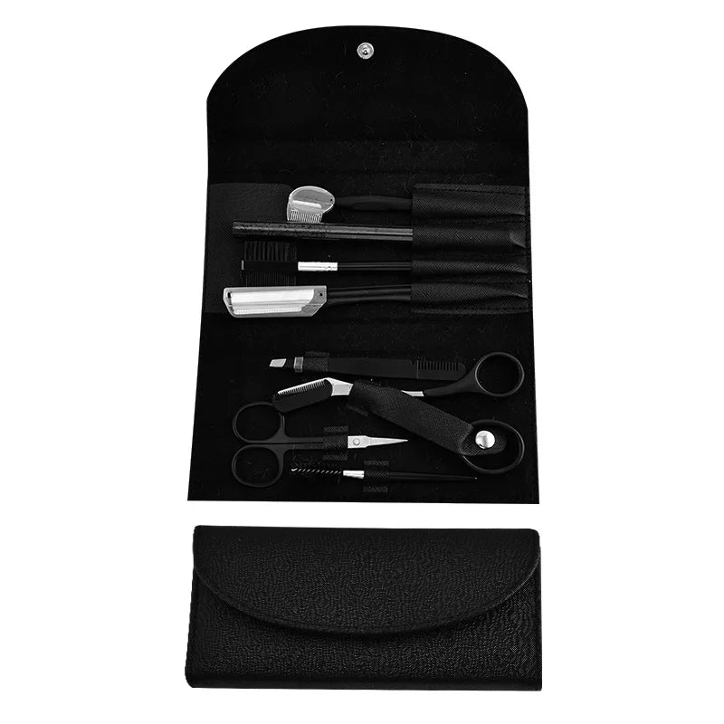 8-Piece Eyebrow Grooming Kit – Shaper, Pencil & Tweezers Eyebrow Grooming Kit Axl Black Eyebrow Shapin