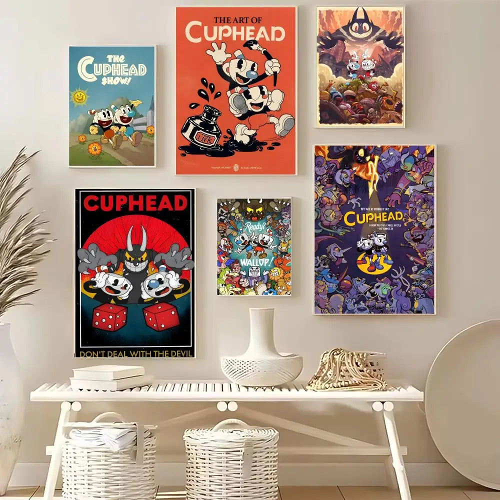 Cuphead Game Poster – HD Self-Adhesive Waterproof Wall Art Wall Art Poster Axl