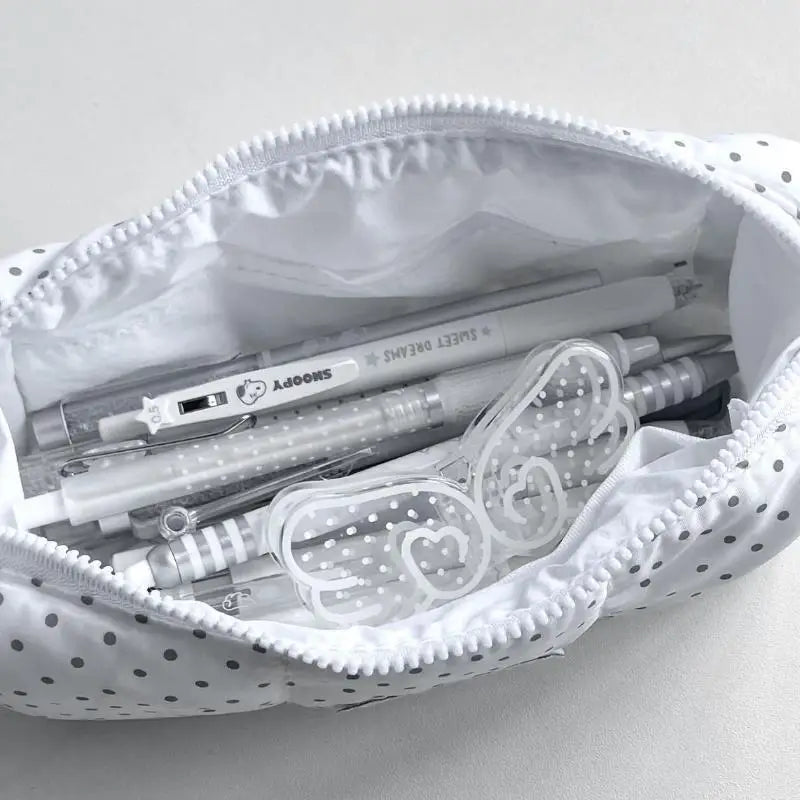 Polka Dot Pencil Case – Large Capacity Soft Cotton Pen Bag Pencil Case Axl