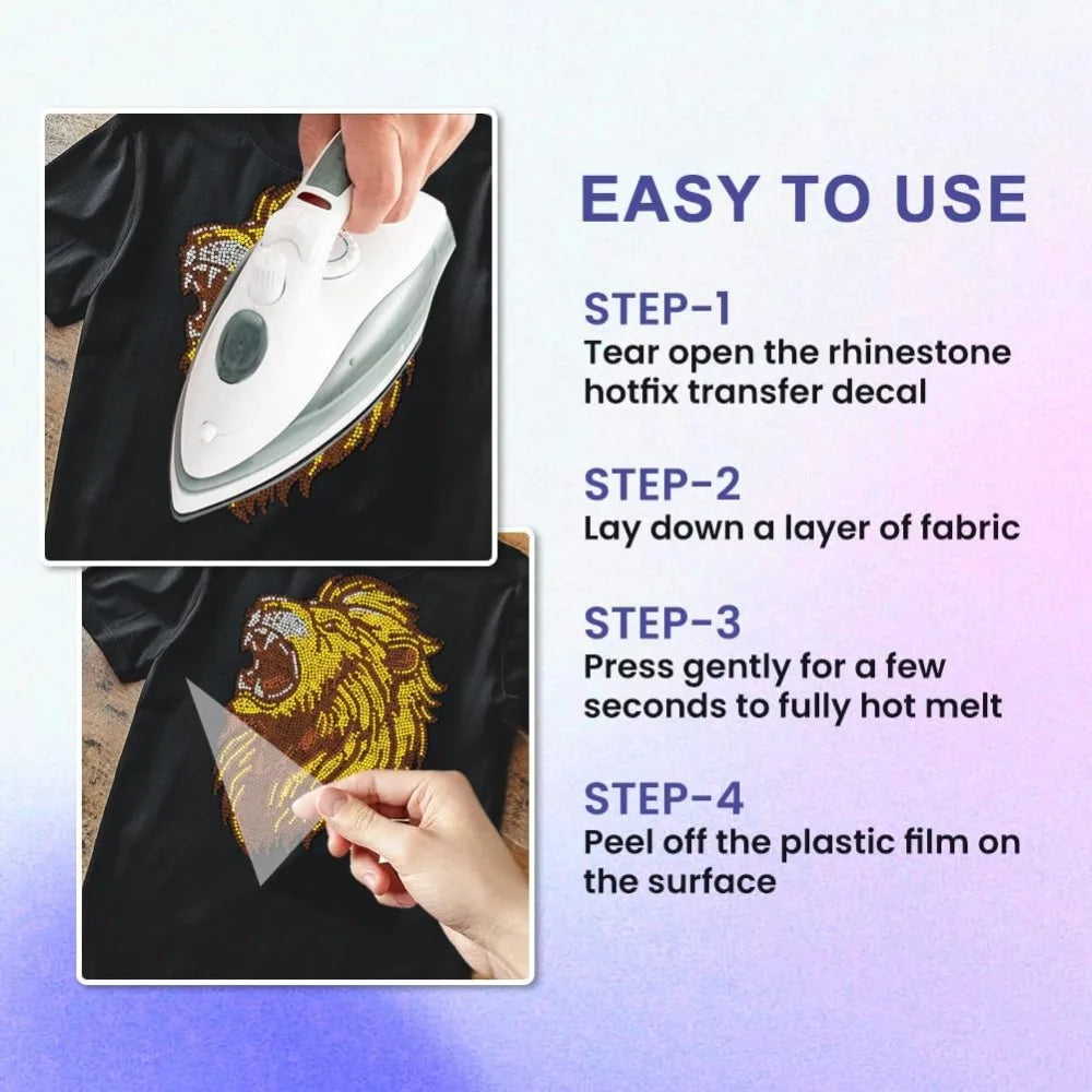 Lion Rhinestone Iron-On Applique Patch – Glass Crystal 29.7x21cm Iron-On Applique Patch Axl