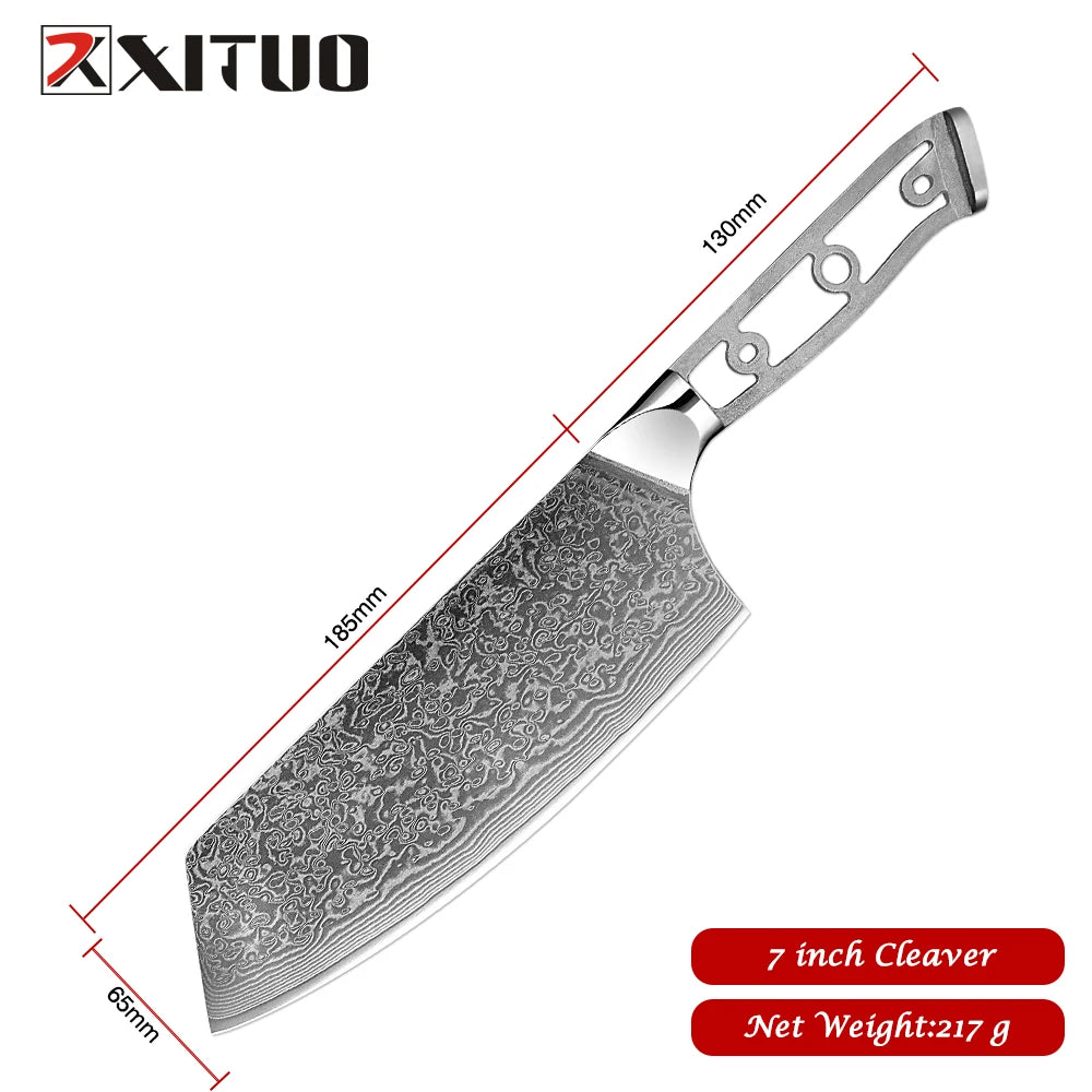 Damascus Steel Knife Blank Set – 8-Pc DIY Chef Knives | Xituo DIY Knife Blank Set Axl Cleaver
