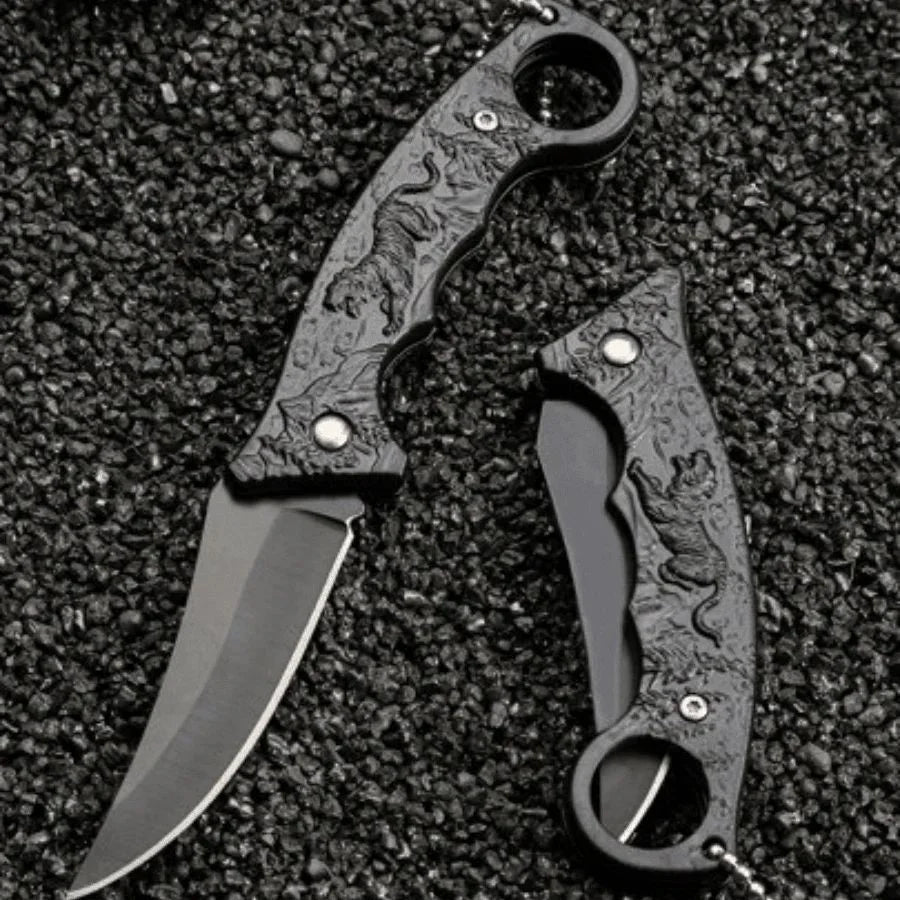 Folding Pocket Knife – Steel Blade Tiger Motif Handle EDC Folding Pocket Knife Axl