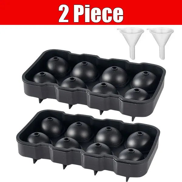 Sphere Ice Ball Mold – 8-Cavity Silicone Round Ice Cube Tray Ice Ball Mold Axl 2pcs Black-8 Holes