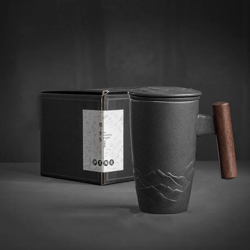 Large Ceramic Tea Mug with Lid & Filter – Kung Fu Tea Cup Ceramic Tea Mug Axl 301-400ml Style 1