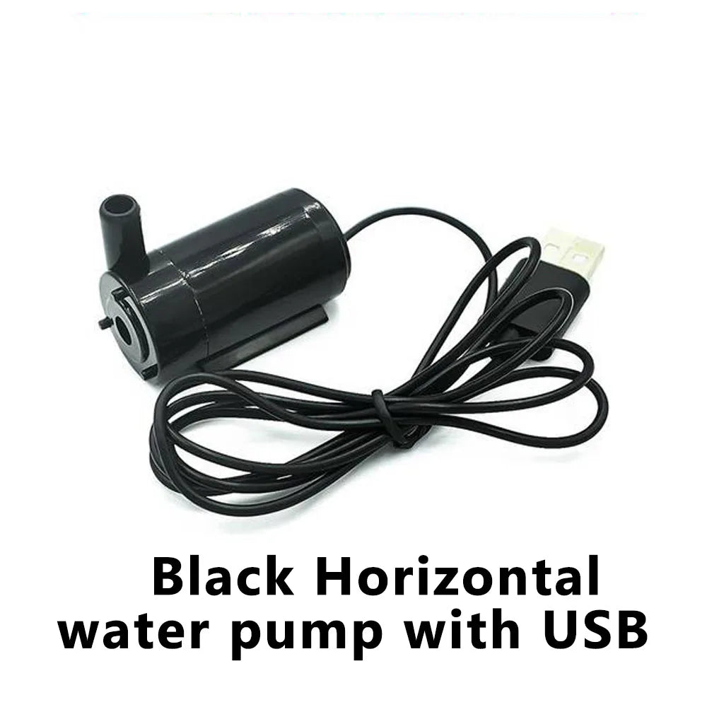 DC 3V–5V USB Mini Submersible Water Pump | Aquarium Fountain Submersible Water Pump Axl black horizontal USB