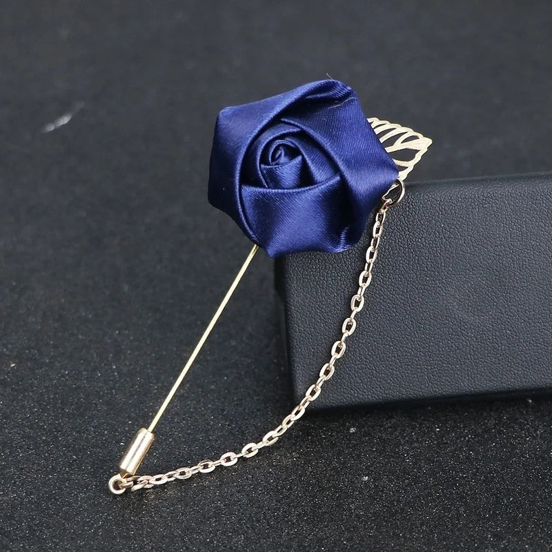 Rose Flower Brooch Pin – Fabric Yarn Floral Lapel Pin Unisex Floral Brooch Pin Axl Gold-color