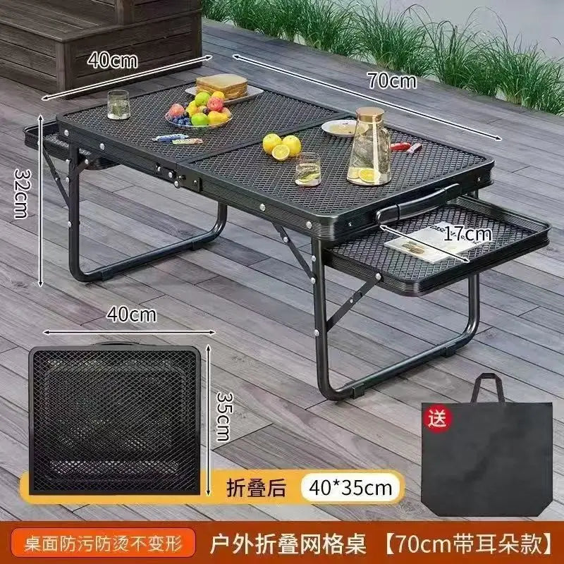 Portable Folding Camping Table – Low Outdoor BBQ Dining Table Folding Camping Table Axl 70 40 double ear