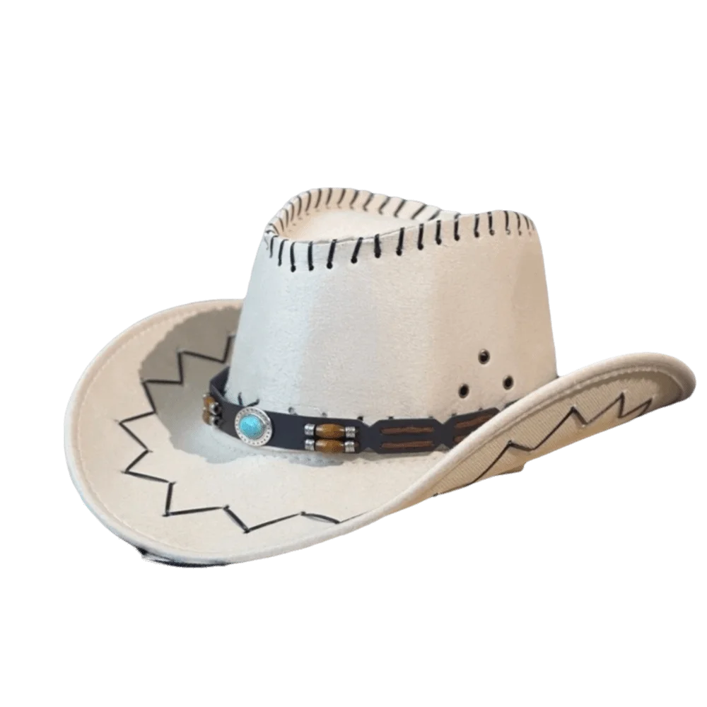 Vintage Wide Brim Western Cowboy Fedora Hat | Sun Protection Western Fedora Hat Axl Beige