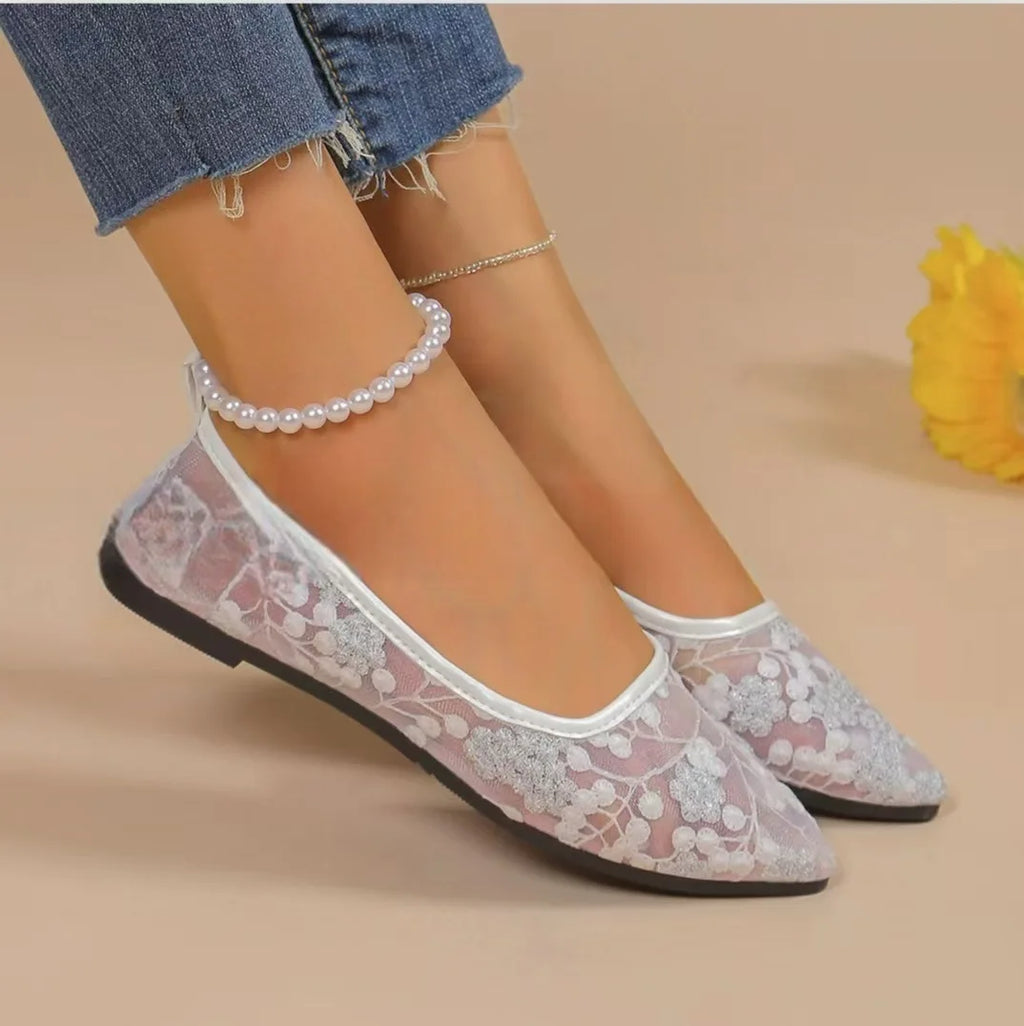 Women's Breathable Mesh Ballet Flats – Slip-On Pointed Toe Ballet Flat Shoes Axl