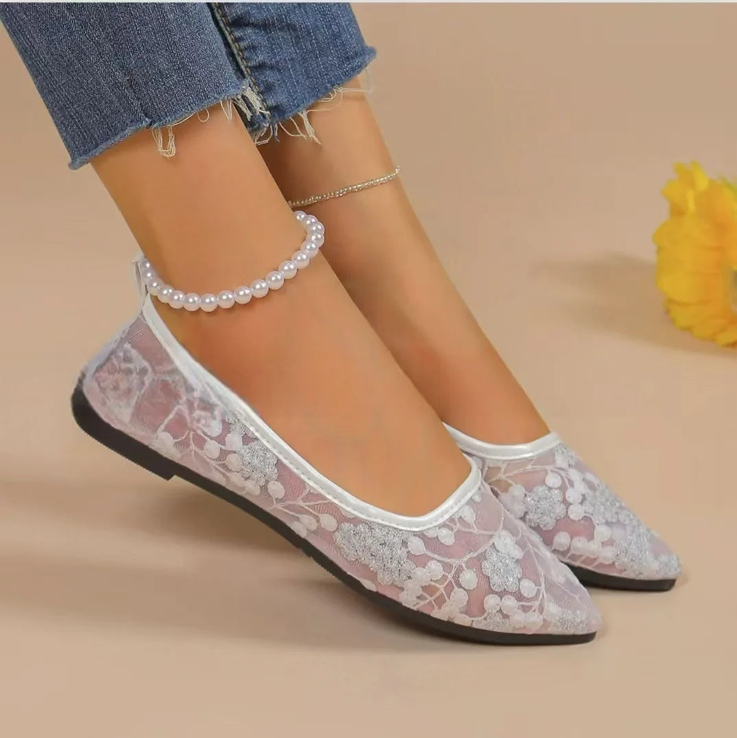 Women's Breathable Mesh Ballet Flats – Slip-On Pointed Toe Ballet Flat Shoes Axl