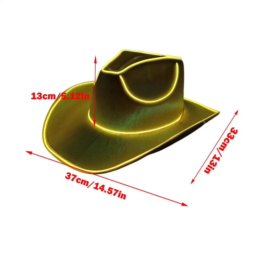 LED Light Up Cowboy Hat – Disco Party Hat for Men & Women LED Party Hat Axl Yellow