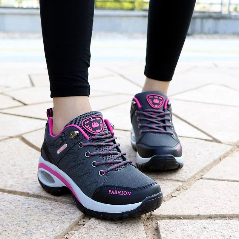 Women's Wedge Hiking Sneakers – Lace-Up Outdoor Training Shoes Wedge Training Sneakers Axl