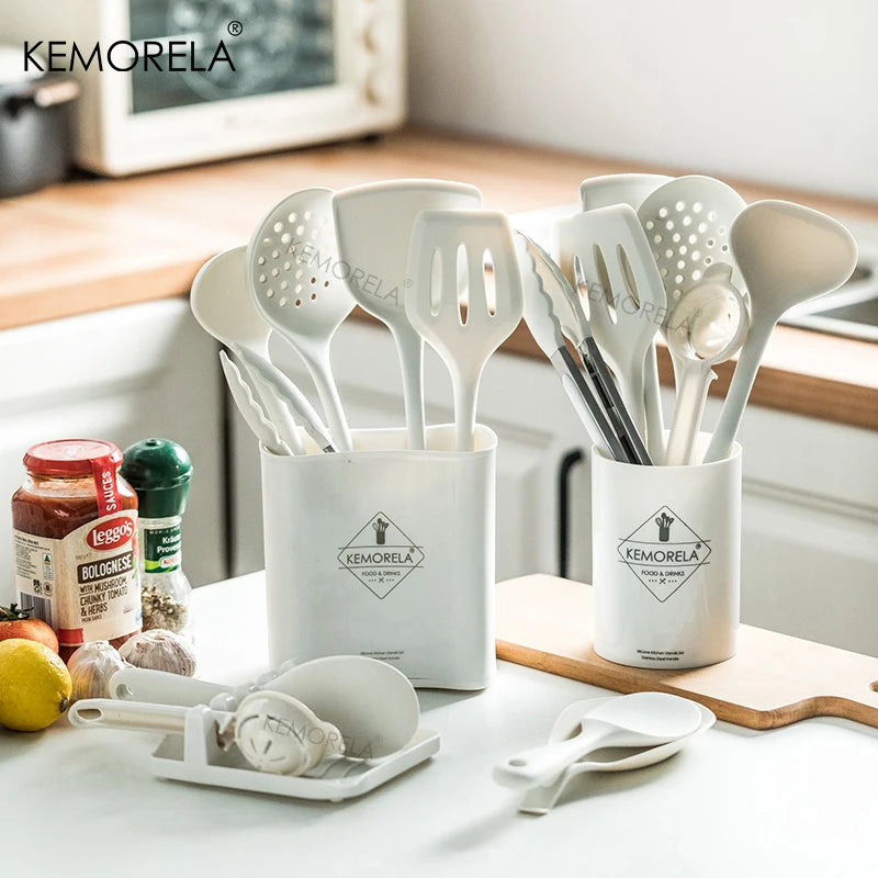 KEMORELA 9-Piece Silicone Kitchen Utensil Set | Non-Stick Silicone Utensil Set Axl