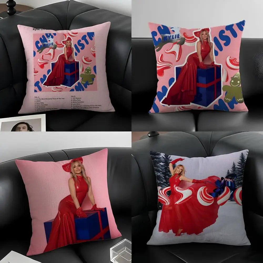Kylie Minogue Christmas Linen Cushion Cover | Sofa Pillowcase Decorative Cushion Cover Axl
