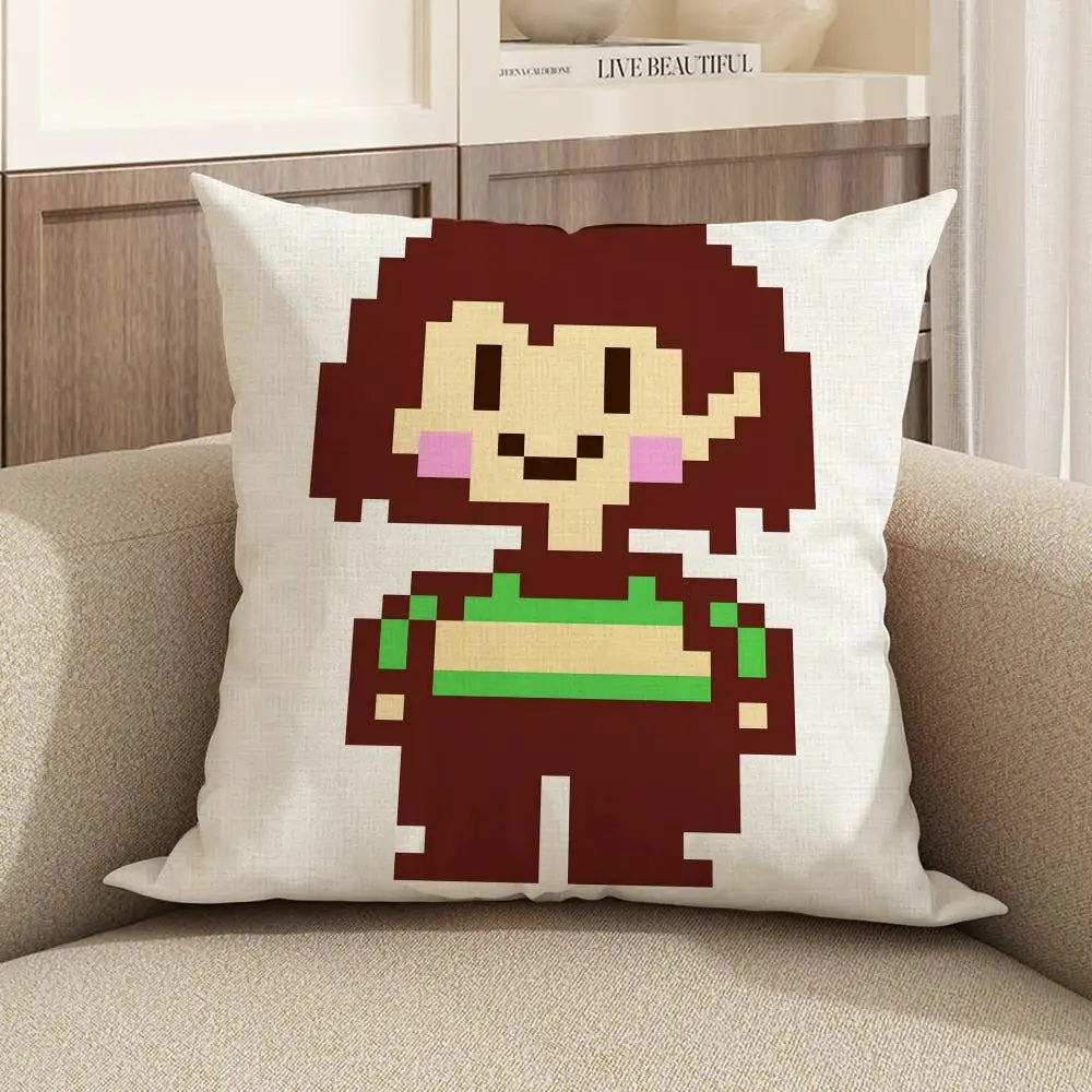 Undertale Linen Cushion Cover | Sofa, Bed & Chair Pillow Case Linen Cushion Cover Axl White7 60X60cm