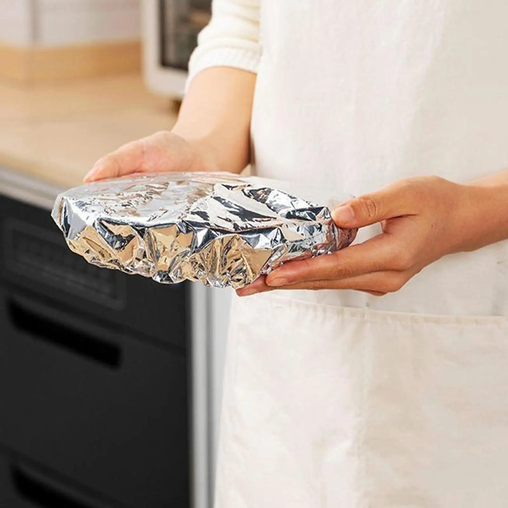 50-Pack Reusable Aluminum Foil Food Covers – Elastic Insulation Lids Food Insulation Covers Axl