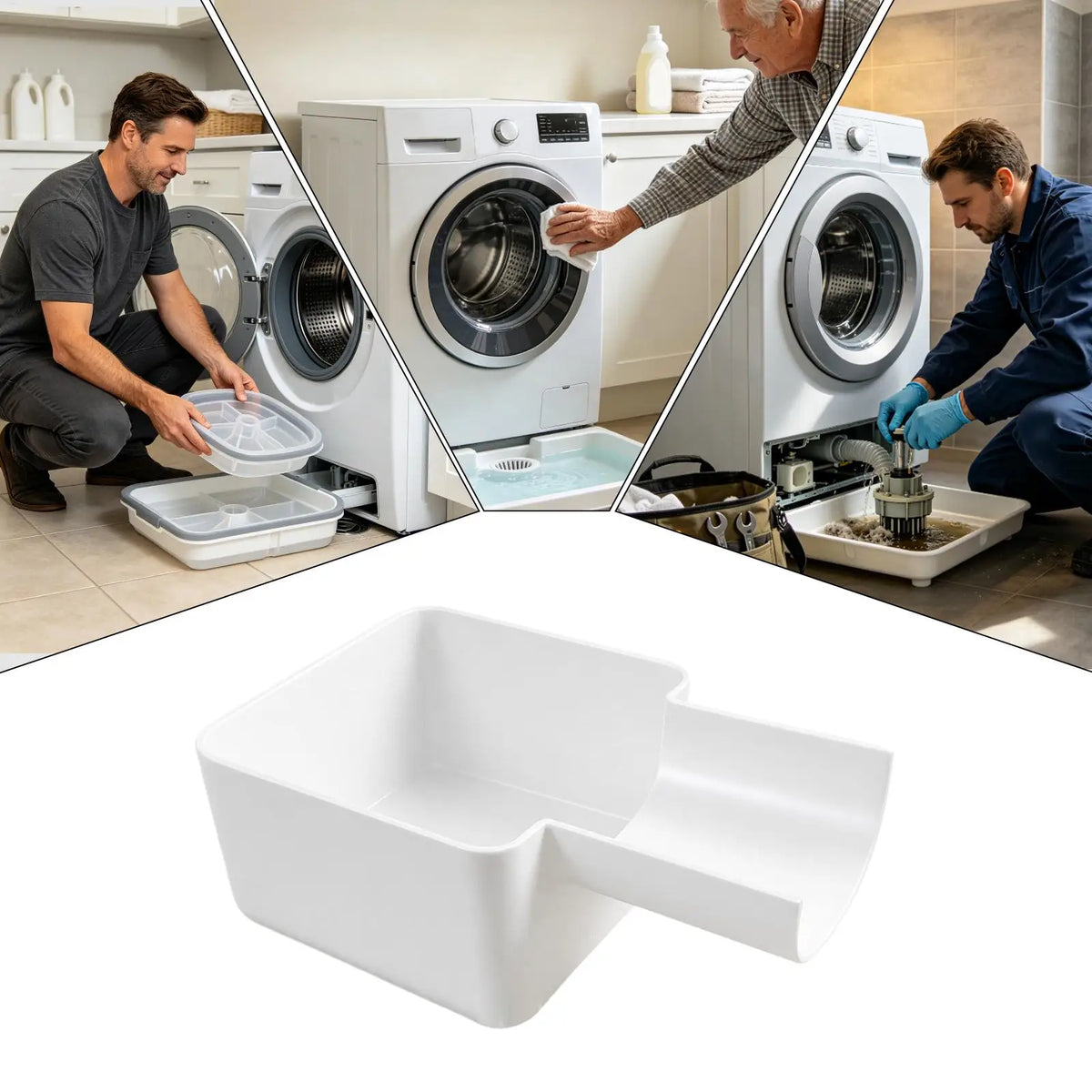 Washing Machine Drain Pan – Front Load Lint Filter Drip Tray Washer Drain Pan Axl