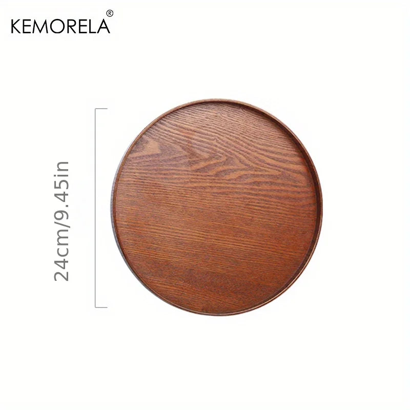 Round Acacia Wood Serving Tray – Farmhouse Candle Holder, 4 Sizes Wood Serving Tray Axl A