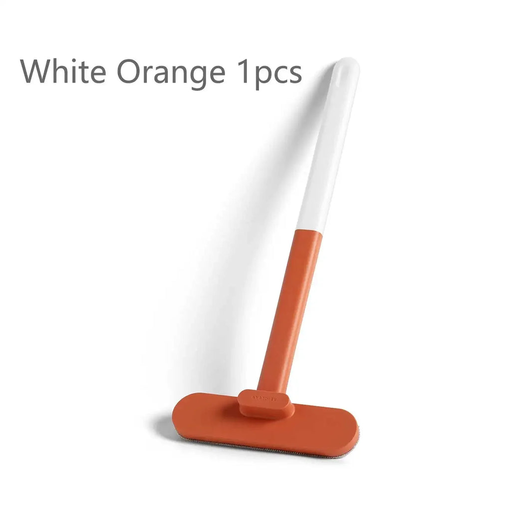 Long Handle Cleaning Brush – Wet Dry Dual Use for Glass & Pet Hair Cleaning Brush Axl white orange As whown