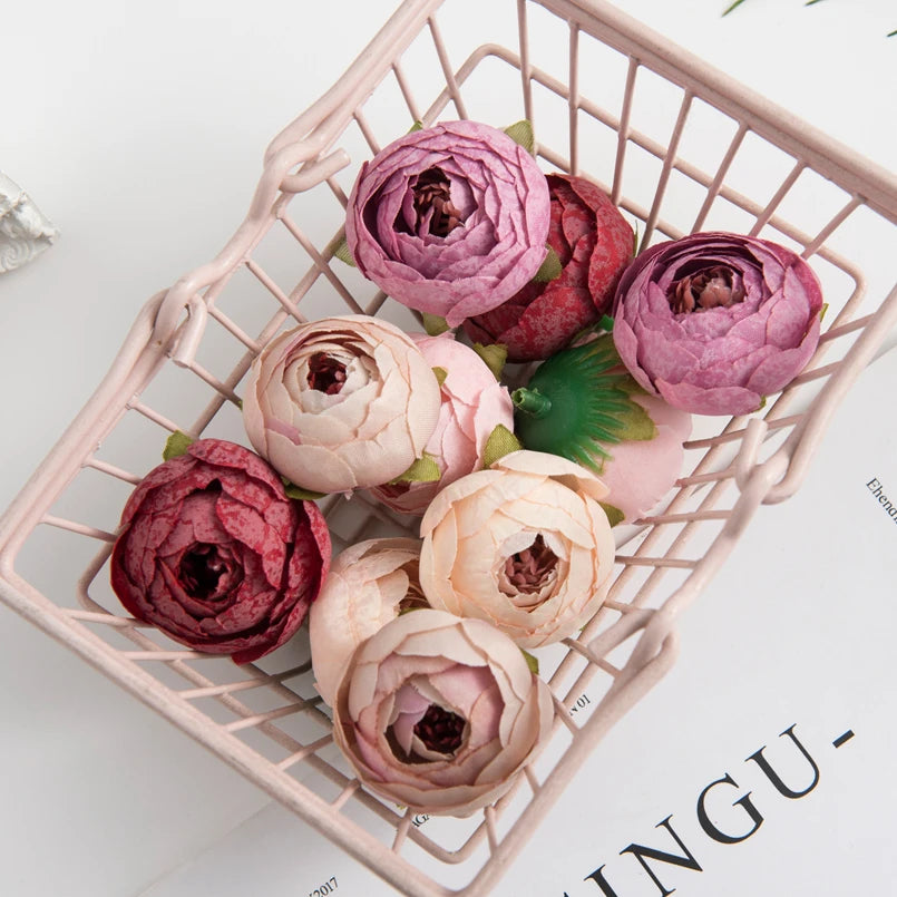 50/100 Pcs Silk Tea Rose Buds – Artificial Flowers for DIY Decor Artificial Silk Flowers Axl