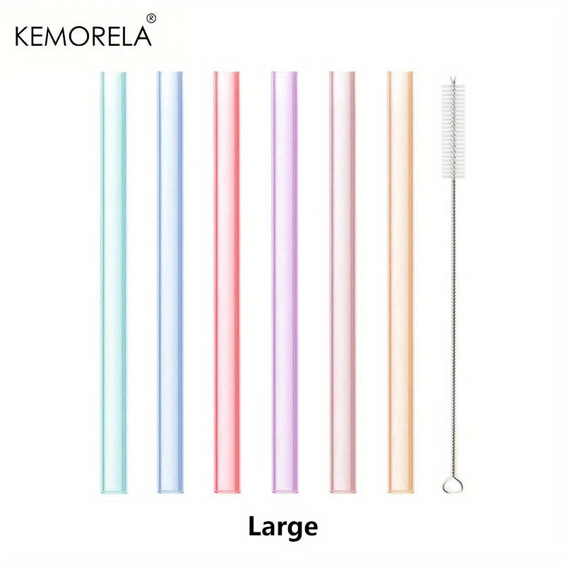 KEMORELA 6-Pack Reusable Silicone Straws with Cleaning Brush Reusable Drinking Straws Axl 6PCS-Large