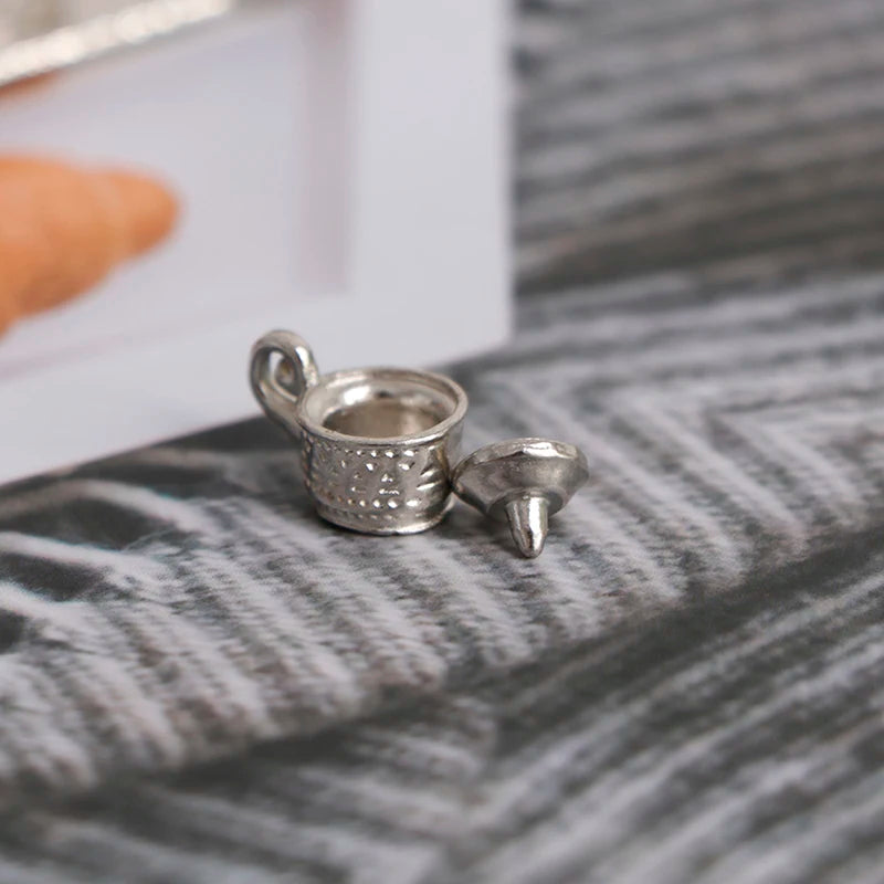 10pc 1/12 Dollhouse Miniature Silver Metal Tea Coffee Set Dollhouse Miniature Set Axl