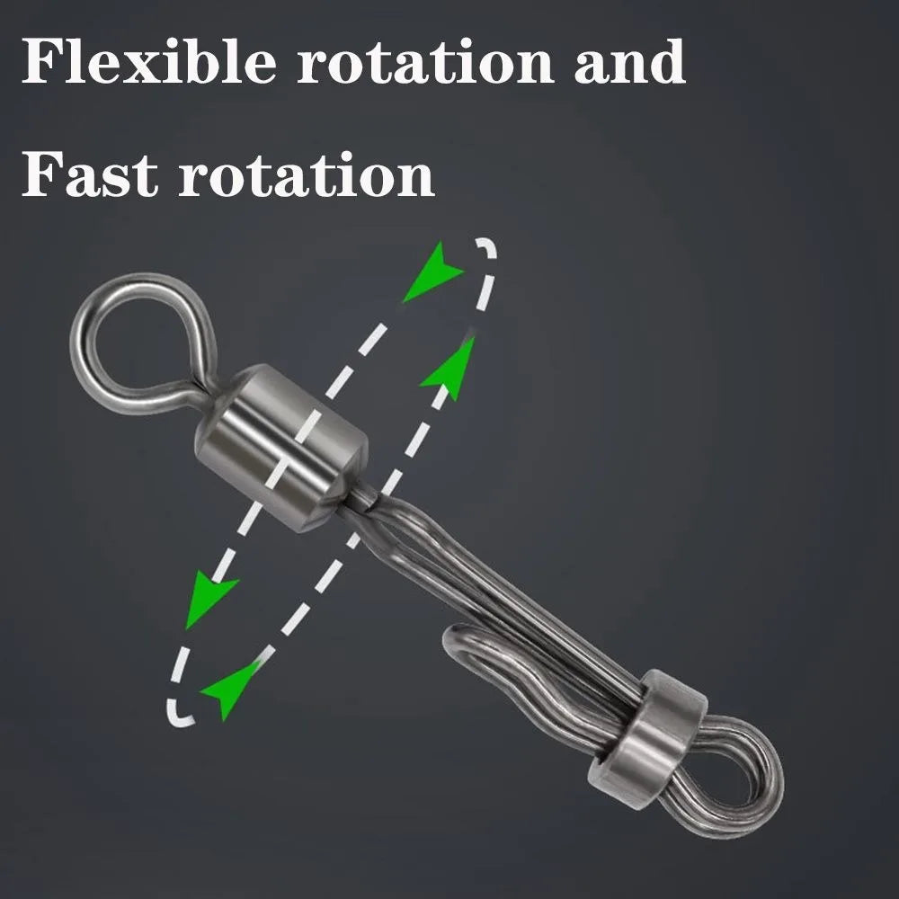 Rolling Swivel with Lock Snap – 10 Pcs Fishing Connectors Fishing Swivel Connector Axl