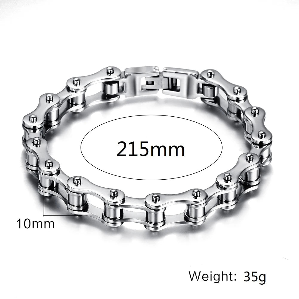Punk Stainless Steel Motorcycle Chain Bracelet 8.5" Silver Chain Bracelet Axl