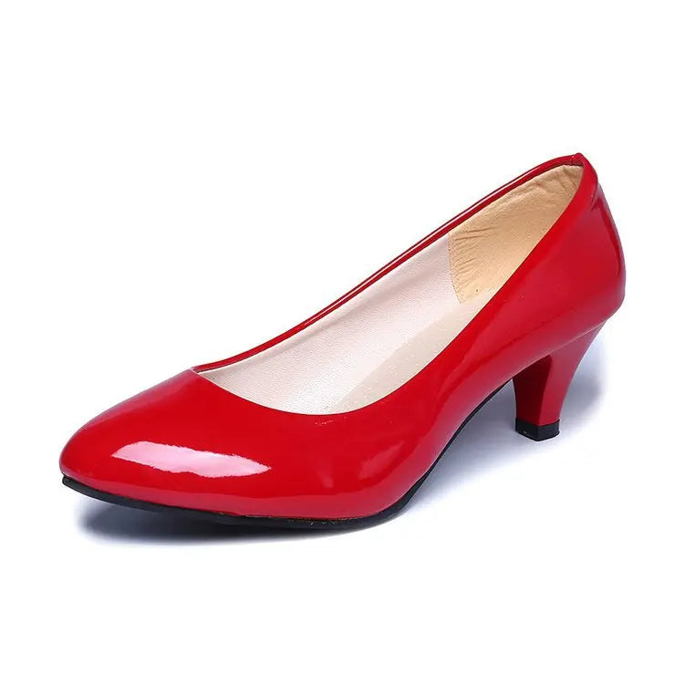 YBQJOO Women's Square Heel Pumps – Office & Party Slip-On Women's Heeled Pumps Axl 1 Red 36