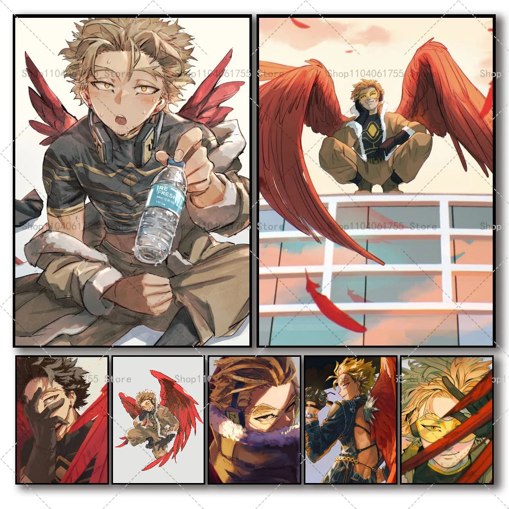 My Hero Academia Hawks Anime Poster – Waterproof Wall Sticker Anime Wall Poster Axl
