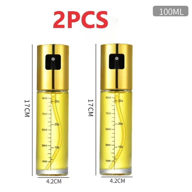 KEMORELA 100ml Glass Olive Oil Sprayer – Kitchen Mister Bottle Oil Sprayer Dispenser Axl 2PCS Gold With Scale