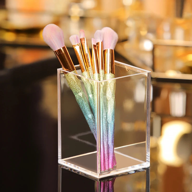Clear Plastic Makeup Brush Holder & Desktop Cosmetic Organizer Makeup Brush Holder Axl
